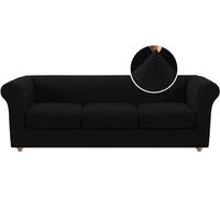 Stretchable Black Chesterfield 3 Seater Sofa Cover Non Slip Design Cush Protect Ultimate Fur Guard & Easy to Clean Slipcover