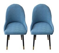Stretchable Blue Dining Chair Covers with Arms Removable Cushioned Back Washable Set of 2 - Ideal for Dining Room Protection and Stylish Decor