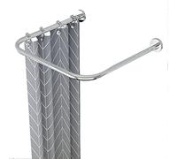 Stretchable Corner Shower Curtain Rod, U Shaped No Drilling Installation, Adjustable 304 Stainless Steel for Bathroom and Dressing Room