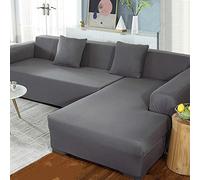 Stretchable Corner Sofa Cover Elastic Couch Slipcover for 1/2/3/4 Seater Furniture Fits 190-230cm 2PCS Set (Color: E) - Perfect for Home Décor and Protection