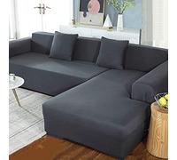 Stretchable Corner Sofa Cover Elastic Sofa Slipcover for 1/2/3/4 Seater Fits 235-300cm 2PCS Set Color C Perfect for Home Decor and Protection