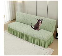 Stretchable Green Futon Couch Cover with Ruff Skirt Washable Pet Furniture Protector Full Size Slipcover with Elastic Bottom Fits 120150cm Sofas
