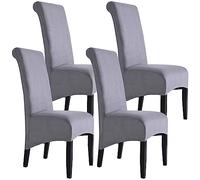 Stretchable Grey Suede Dining Chair Covers - 8-Piece Set, Removable & Washable, Perfect for Home Decor & Chair Protection, Stylish & Durable Solutions