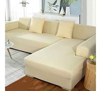 Stretchable L-Shaped Sofa Cover Elastic Couch Slipcover for 1/2/3/4 Seater Sofas 2-Piece Set (Color: J Size: 4 Seater 235-300cm) - Perfect for Home Décor