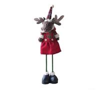 Stretchable Leg Reindeer Plush Ornament with Adjustable Height from 45cm to 78cm for Festive Holiday Home or Office Decoration and Indoor Display (Spring deer B)