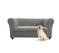 Stretchable NonSlip Sofa Cover Set Washable Mid Century Couch Slipcover with Individual Cushion Covers Fur Protector (Light Gray Love + 2Seat)