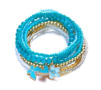 Stretchable Pearls Bead Featuring Floral Butterfly Designs For Women Girls Adjustable Elastic