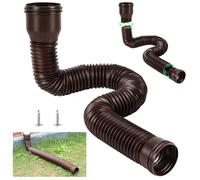 Stretchable Rain Gutter Downpipe Drain 1 Piece, Rain Gutter Downpipe Extensions Flexible Drain Downspout Extender, Gutter Connector Extension from 47 to 150 cm with 2 Adapters, 2 Screws (Brown)