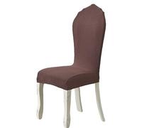 Stretchable Round Backrest Dining Chair Covers - Modern Oval Slipcovers for Upholstered Chairs with Wooden Legs - Dark Color - Protect & Enhance Your Dining Room Decor