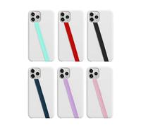 Stretchable Silicone Phone Grip - Elastic Finger Strap Holder for iPhone & Android - Anti-Slip Phone Loop with Wireless Charging Support - Black (Compatible with Most Smartphones)