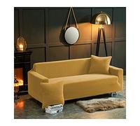 Stretchable Sofa Cover 1 Seater Armchair Slipcover Solid Color 3D Couch Protector in Brown Yellow Polyester Furniture Cover for Home Decor