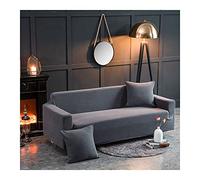 Stretchable Sofa Cover 4 Seater Solid Color Gray Couch Slipcover Durable Polyester Furniture Protector for Sofa and Armchair Easy to Clean and Install