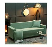 Stretchable Sofa Cover 4 Seater Solid Color Gray Couch Slipcover Durable Polyester Furniture Protector for Sofa and Armchair Easy to Clean and Install