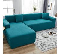 Stretchable Sofa Covers Elastic Fabric NonSlip Machine Washable Solid Color Blue Fits 4Seater Sofas 235300 cm Furniture Protector Home Décor