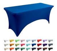 Stretchable Spandex Tablecloth Washable & Wrinkle-Resistant Covers for 4FT/6FT/8FT Folding Tables Perfect for Events Weddings Market Stalls - Blue Royal 6FT - 2 Pack