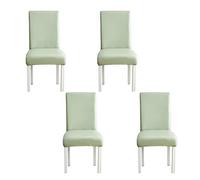 Stretchable Waterproof Faux Leather Dining Chair Covers Set of 4 - Removable Washable Oil-Proof Light Green Perfect for Room Decor and Protection