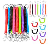 Stretchable Wristband Wristlet Keychain 14 Pack Spiral Retractable Spring Coil Keychain Colorful Stretchy Keychain Flexible Key Holder for Sauna Gym Pool Id Badge and Outdoor Sports-7 Colors