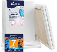 Stretched Canvas for Painting 28x36cm 7-Pack, 300 GSM Triple Primed Acid-Free 100% Cotton Framed Canvas, Blank Art Canvases for Acrylics Pouring Oil Watercolor Painting