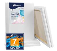 Stretched Canvas for Painting 36x46cm 7-Pack, 300 GSM Triple Primed Acid-Free 100% Cotton Framed Canvas, Large Blank Art Canvases for Acrylics Pouring Oil Watercolor Painting
