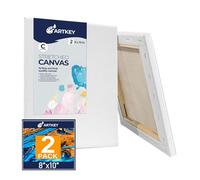 Stretched Canvases for Painting 8x10 Inch 2-Pack, 10 oz Triple Primed Acid-Free 100% Cotton Blank Canvas, Art Canvases for Oil Paint Acrylics Pouring & Wet Art Media, Pour Painting