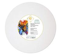 Stretcher Frame Canvas Round 80 cm Covered with 380 g/m² Cotton Fabric Primed - Made in Germany, white
