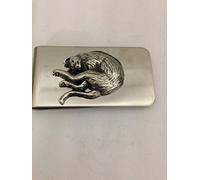 Stretching Cat R202 English Pewter Emblem on a Stunning Money Clip
