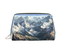 Stretching Mountain Ranges Printed Portable Leather Cosmetic Bag, Suitable for Storing Cosmetics, Etc