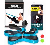Stretching Strap with Loops - Non Elastic Stretch Band for Physical Therapy, Yoga Strap for Stretching Equipment, Stretch Bands for Exercise and Flexibility - Fascia, Hamstring & Leg Stretcher Belt