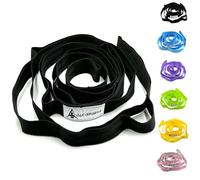 Stretching Strap Yoga Strap with Loops, Stretch Straps for Physical Therapy, Non-Elastic Exercise Strap for Pilates, Dance and Gymnastics with Workout Guide (Black)