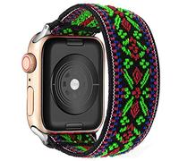 Stretchy Band Compatible with Apple Watch Strap Scrunchies Elastic 38mm/40mm/41mm/42mm/44mm/45mm/49mm Retro Pattern Printed Replacement Wristband for iWatch ultra/8/7/se/6/5/4/3,Bohemia red