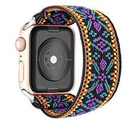 Stretchy Band Compatible with Apple Watch Strap Scrunchies Elastic 38mm/40mm/41mm/42mm/44mm/45mm/49mm Retro Pattern Printed Replacement Wristband for iWatch ultra/8/7/se/6/5/4/3,Bohemia purple