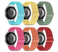 Stretchy Bands Compatible with Samsung Galaxy Watch 7 6 4 5 Band 40mm 44mm/Watch 6 4 Classic 47mm 43mm 42mm 46mm/5 Pro/FE/Active 2, 6 Pack 20mm Nylon Sport Strap for Galaxy Watch 7 Band Women Men