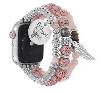 Stretchy Beads Bracelet Compatible with Apple Watch Bands 38-49mm Women Men,Elastic Beaded Bohemian Ethnic Multilayered Wristband for iWatch Series 11 10 9 8 7 6 5 4 SE/Ultra 3-1 (Pink, 38mm S)