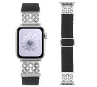 Stretchy Braided Band For Apple Watch Bands 38mm 40mm 41mm 42mm 44mm 45mm 46mm 49mm for Women, Nylon Solo Loop Elastic Soft Lightweight Sport Strap for iWatch Series 10/9/8/7/6/5/4/3/2 SE Ultra (Black