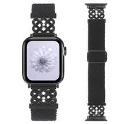 Stretchy Braided Band For Apple Watch Bands 38mm 40mm 41mm 42mm 44mm 45mm 46mm 49mm for Women, Nylon Solo Loop Elastic Soft Lightweight Sport Strap for iWatch Series 10/9/8/7/6/5/4/3/2 SE Ultra (Black