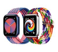 Stretchy Braided Straps Compatible with Apple Watch 46mm 49mm 44mm 45mm 42mm for Women men, Adjustable Sport Nylon Straps Replacement for Apple Watch SE iWatch Series 11/10/9/8/7/6/5/4/3, 2 packs