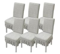 Stretchy Elastic Dining Chair Covers with Skirt Removable Slipcovers Multi Piece Sets for Kitchen & Living Room Fur Protect Stylish & Design