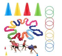Stretchy Exercise Band - Interactive Team Band, Fleece Warm-Up Rope | Movement Development Equipment With Numbered Marker Drum For Youth Fitness Recreation Backyard Parks Classrooms Sports Events