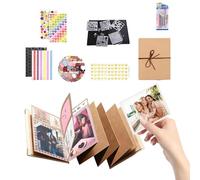 Stretchy Folding Album, 15 x 20 cm, Scrapbooking Accessories, Scrapbook Album with DIY Accessory Set, for Enthusiasts, Wedding, Shower, Holiday, Graduation, Travellers, Students