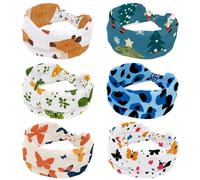 Stretchy Headbands for Women, Christmas Tree Snowflake Cartoon Santa Claus 6 Pack Wide Hairband, Yoga Workout Sport Headband, Twisted Knot Turban Hair Wrap for Girls Ladies