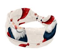 Stretchy Headbands for Women, Cute Christmas Gnomes Santa Claus Yoga Workout Sport Headband, Twisted Knot Turban Hair Wrap, Wide Hairband for Girls Ladies