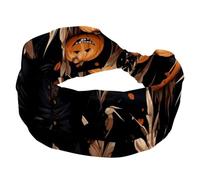 Stretchy Headbands for Women, Halloween Scarecrow Yoga Workout Sport Headband, Twisted Knot Turban Hair Wrap, Wide Hairband for Girls Ladies