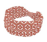 Stretchy Headbands for Women, Japanese Traditional Pink Cherry Blossoms Geometric Absorbed Sweat Sport Yoga Workout Headband, Soft Wide Hairband, Twist Knotted Hairwrap