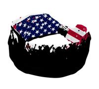 Stretchy Headbands for Women, Party Crowd on an American Flag Absorbed Sweat Sport Yoga Workout Headband, Soft Wide Hairband, Twist Knotted Hairwrap