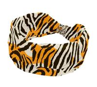 Stretchy Headbands for Women, Tiger Stripe Pattern Absorbed Sweat Sport Yoga Workout Headband, Soft Wide Hairband, Twist Knotted Hairwrap