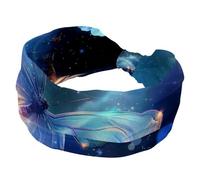 Stretchy Headbands for Women, Yoga Workout Sport Headband, Butterfly Flowers in the Universe Sparkle Trail Twisted Knot Turban Hair Wrap, Wide Hairband for Girls Ladies