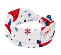 Stretchy Headbands for Women, Yoga Workout Sport Headband, Christmas Santa Claus Snowflake White Background Twisted Knot Turban Hair Wrap, Wide Hairband