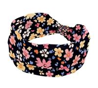 Stretchy Headbands for Women, Yoga Workout Sport Headband, Little Flower Pattern Twisted Knot Turban Hair Wrap, Wide Hairband