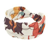 Stretchy Headbands for Women, Yoga Workout Sport Headband, Retro Western Wild Cowgirls with Horse Rodeo Twisted Knot Turban Hair Wrap, Wide Hairband for Girls Ladies