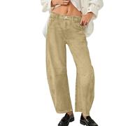 Stretchy Jeans for Women Straight Leg Wide Leg Pull On Denim Pants Loose Boyfriends Petite Jeans Baggy Capris Skinny Trousers (11-Khaki, XL)
